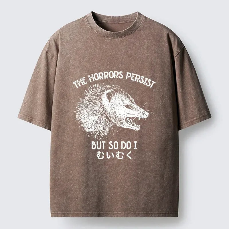 Kyoto-Lion Raccoon Dark Humor Quote Washed T-Shirt