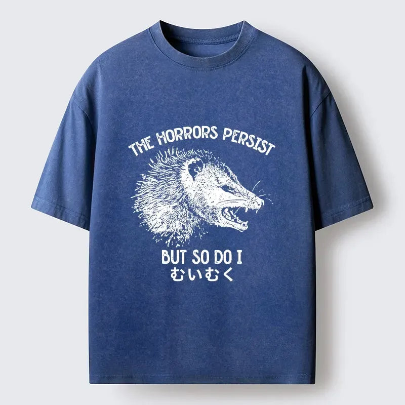 Kyoto Lion Raccoon Dark Humor Washed T-Shirt