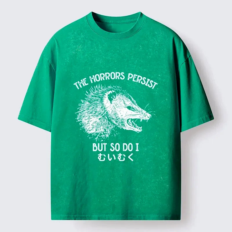 Kyoto-Lion Raccoon Dark Humor Quote Washed T-Shirt