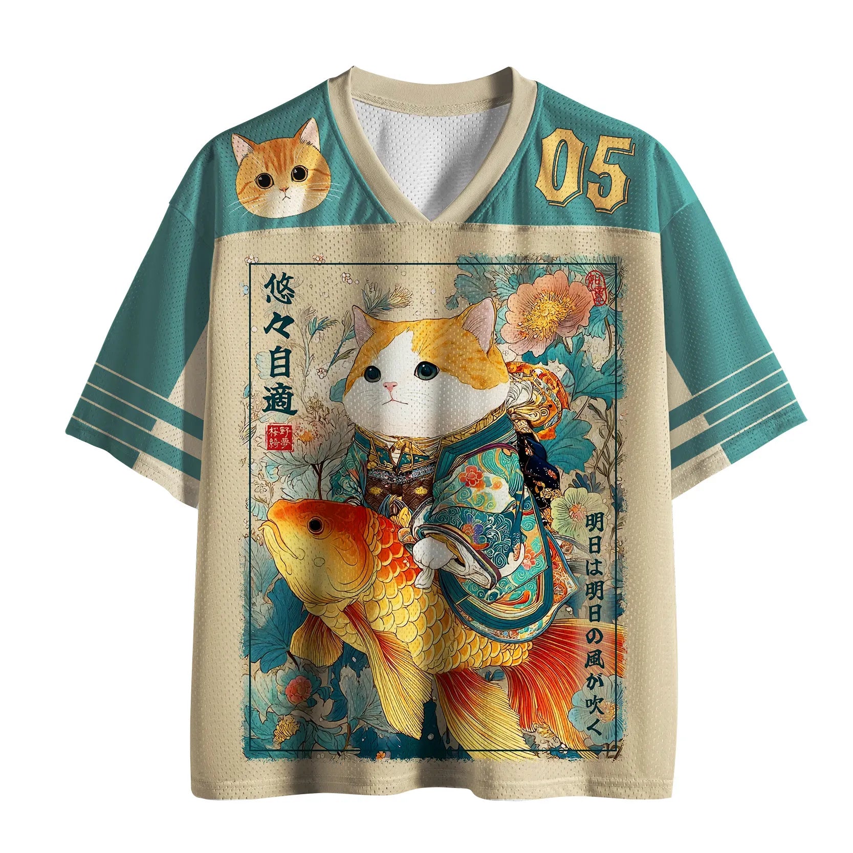 Japanese Koi Cat Mesh Jersey for Vacation