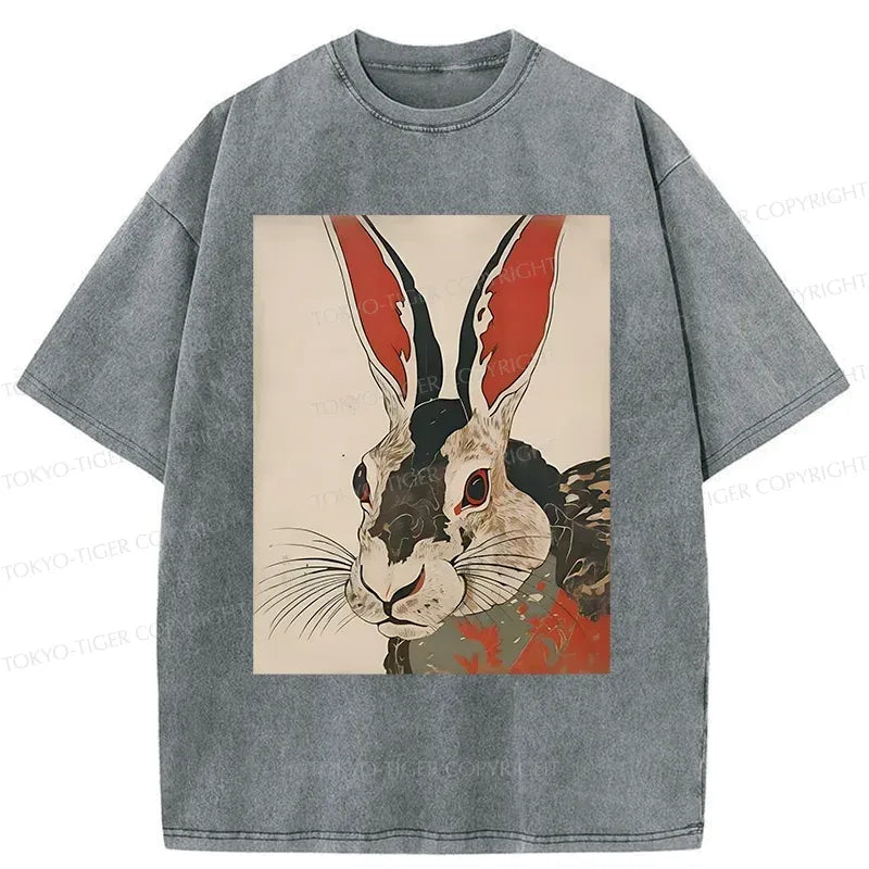 Japanese Rabbit Washed T-Shirt for Summer