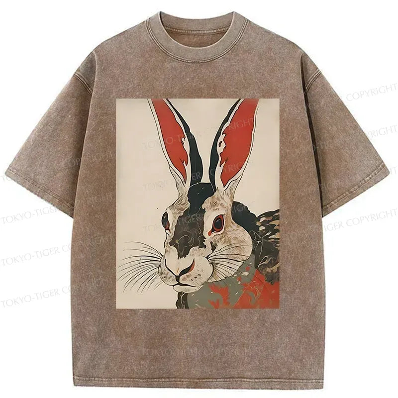 Japanese Rabbit Washed T-Shirt for Summer