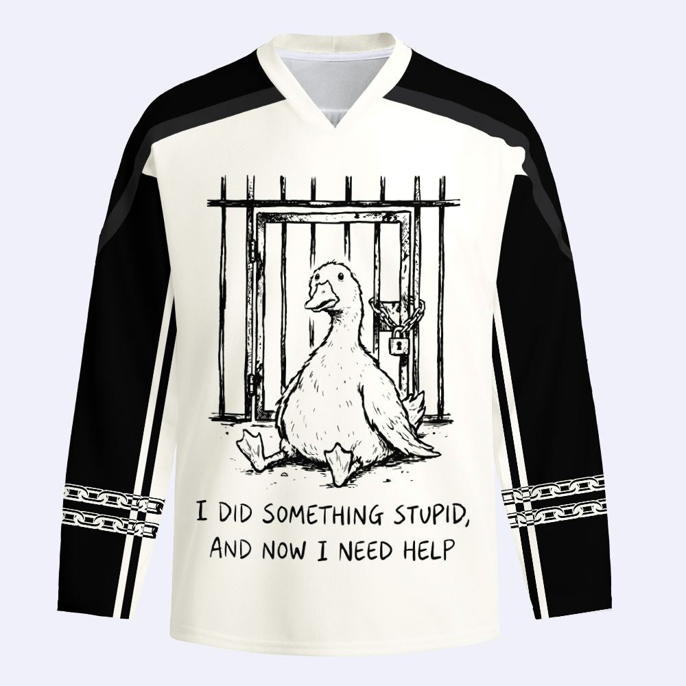 Kyoto-Lion Funny Jail Duck Long-Sleeve Hockey Jersey