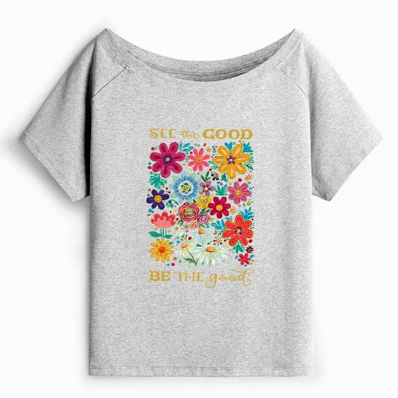 Kyoto-Lion Flower£ºSee The Good Be The Good Off Shoulder T-Shirt