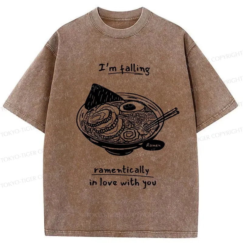 Kyoto-Lion I'm Falling In Love With Ramen Washed T-Shirt