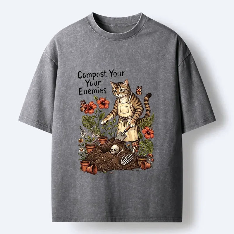 funny gardening cat tee for men