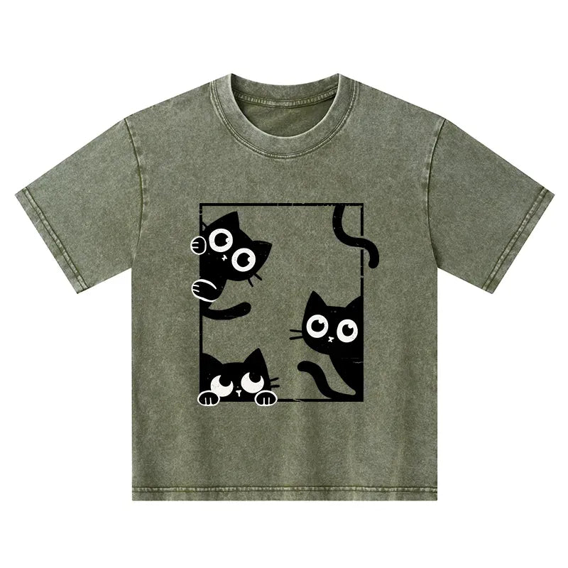 Kyoto-Lion Looking At Your Cats Kids Washed T-Shirt
