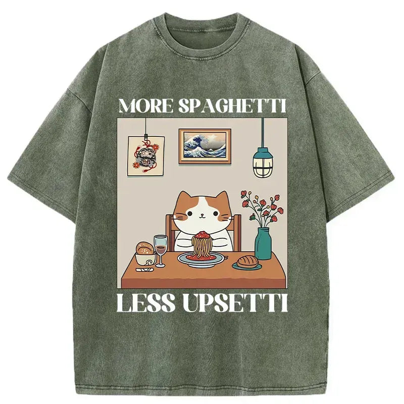 washed unisex cat tee for daily wear