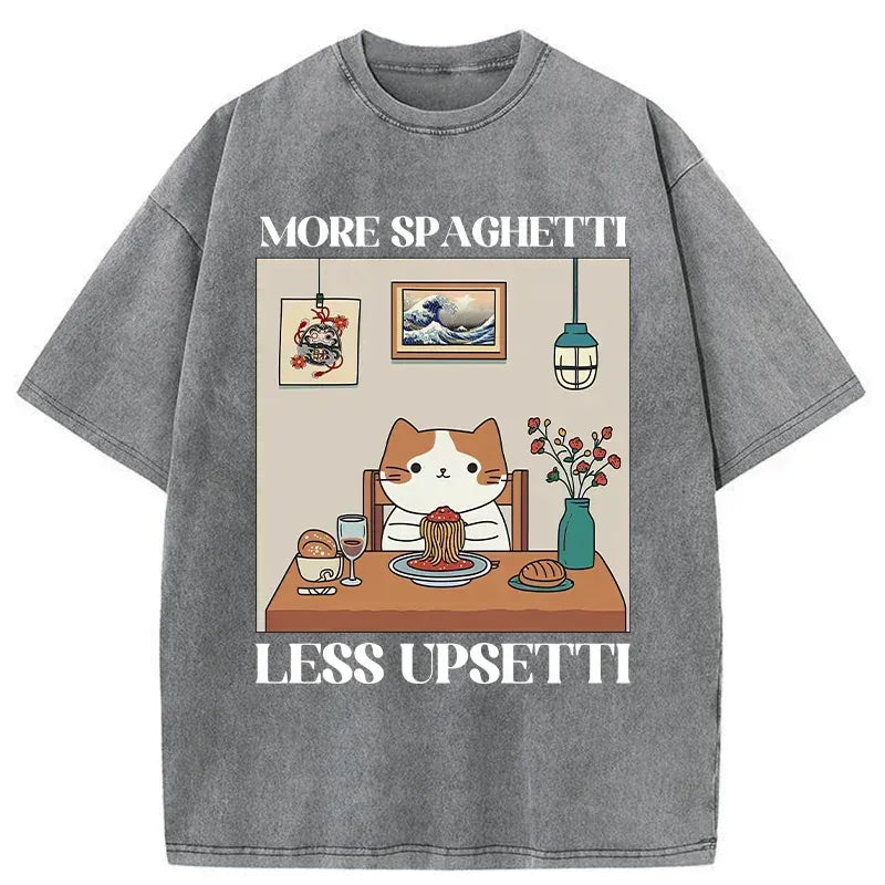 funny japanese cat spaghetti t shirt