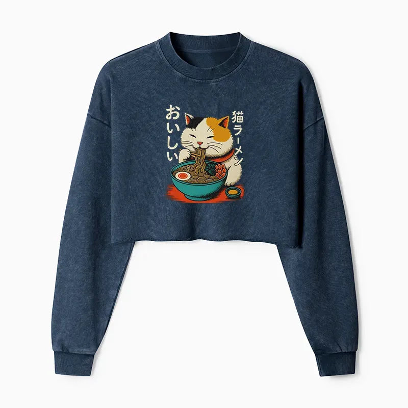 Soft Cotton Sweatshirt with Ramen Print