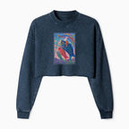 Kyoto-Lion Ukiyoe Rabbit Ride Carp Streamer Poster Washed Crop Sweatshirt