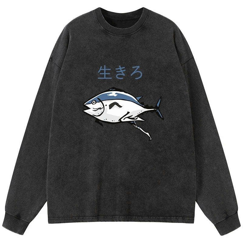 Japanese washed long sleeve t-shirt