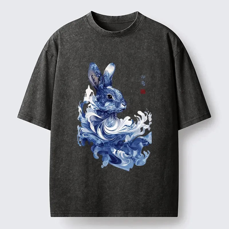 Blue White Rabbit Tee for Daily Wear