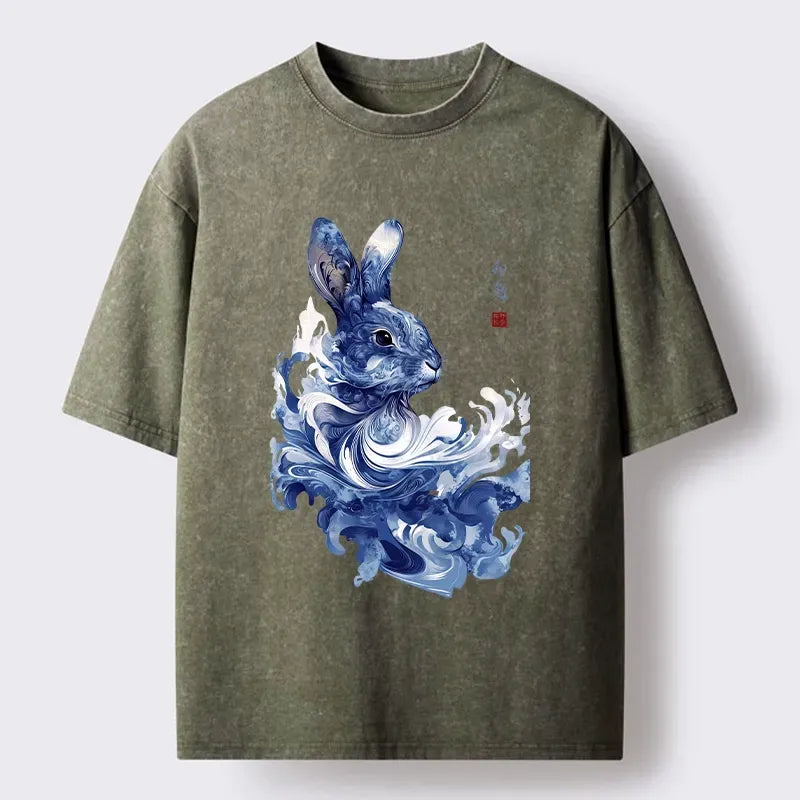 Blue White Rabbit Tee for Daily Wear