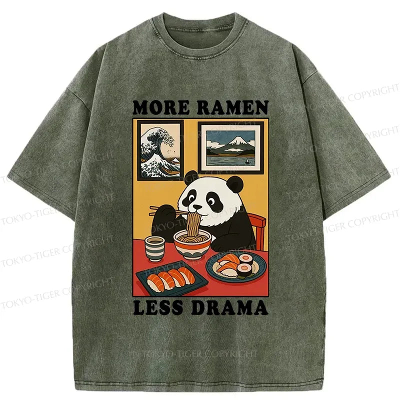 Kyoto-Lion More Ramen Less Drama Panda Washed T-Shirt