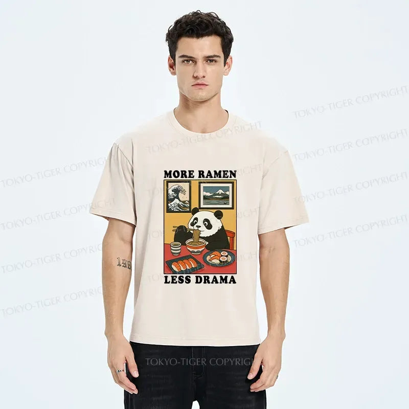 Kyoto-Lion More Ramen Less Drama Panda Washed T-Shirt