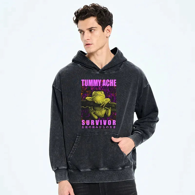 Kyoto-Lion A Frog With Stomachache Washed Hoodie