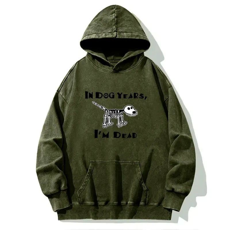 Kyoto-Lion Funny Meme Old Dog Dead In Dog Years Vibe Washed Hoodie
