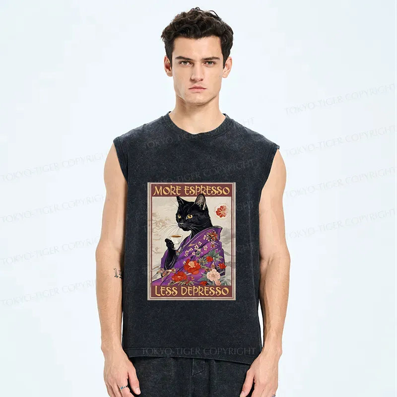 Ukiyo-e Cat Coffee Tank for Summer