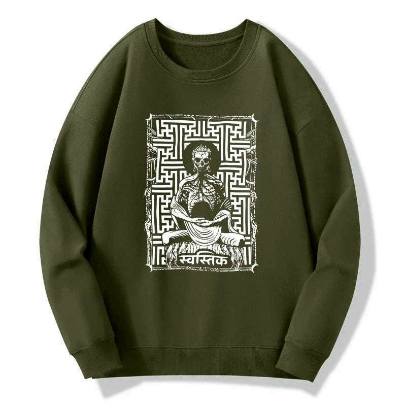 Kyoto-Lion Sayagata Buddha Graphic Sweatshirt