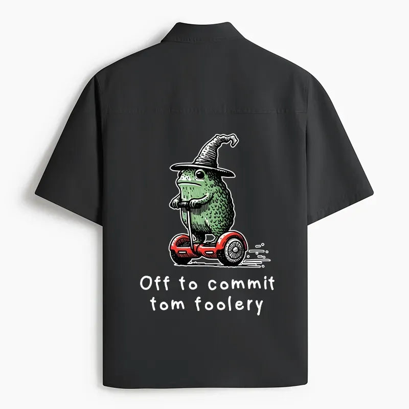 Japanese Frog Riding Scooter Work Shirt