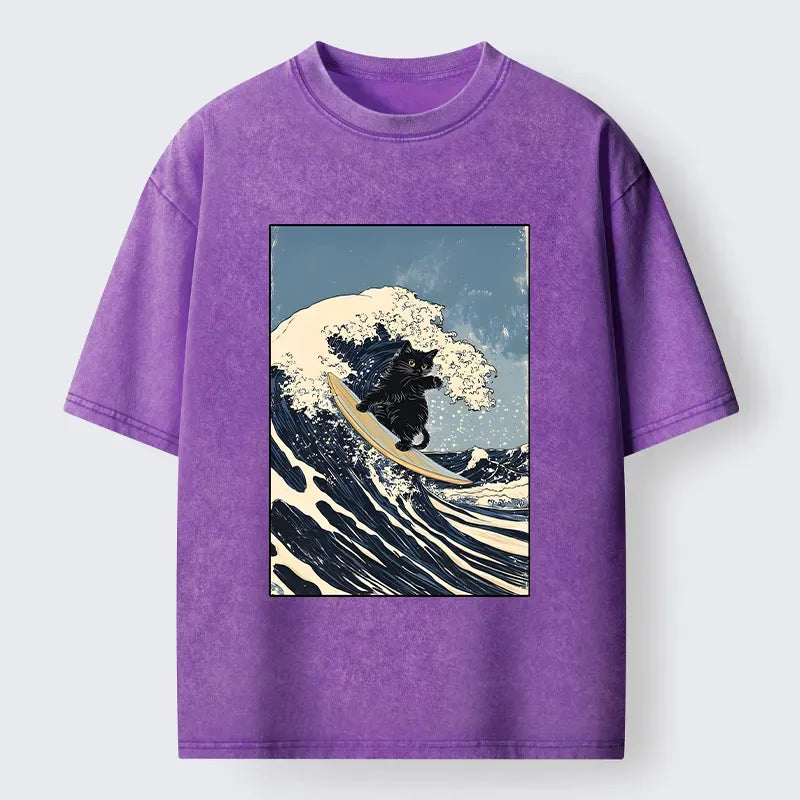Japanese Ukiyoe Black Cat T-Shirt
