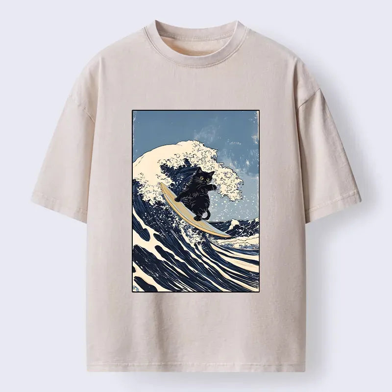 Japanese Ukiyoe Black Cat T-Shirt