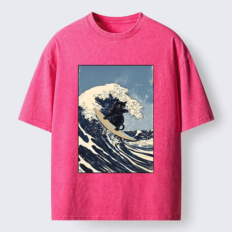 Japanese Ukiyoe Black Cat T-Shirt