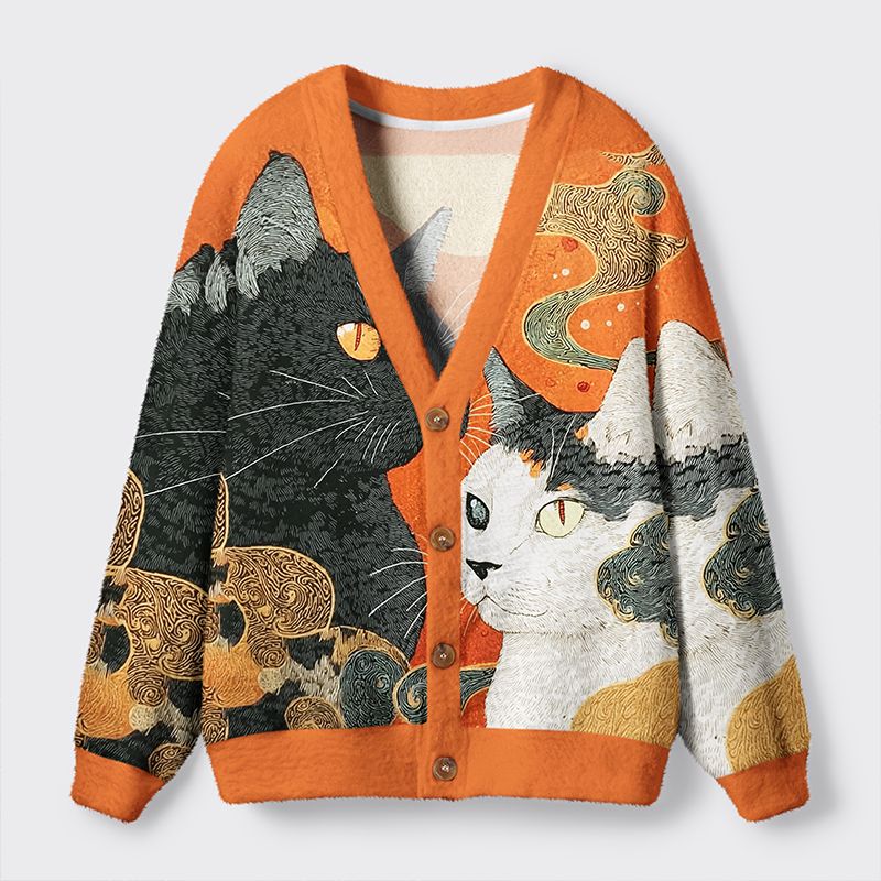 Kyoto-Lion I Don’t Need Therapy I Have My Cat To Judge Me Instead Ugly Cardigan Sweater