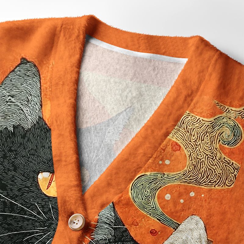 Kyoto-Lion I Don’t Need Therapy I Have My Cat To Judge Me Instead Ugly Cardigan Sweater