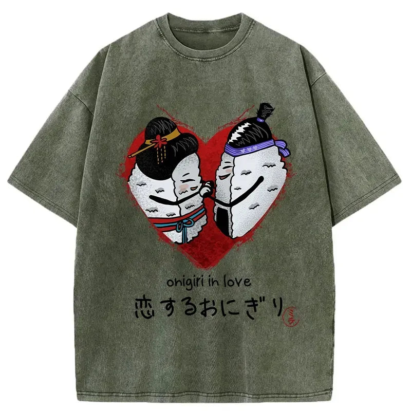 Kyoto-Lion Onigiri In Love Washed T-Shirt