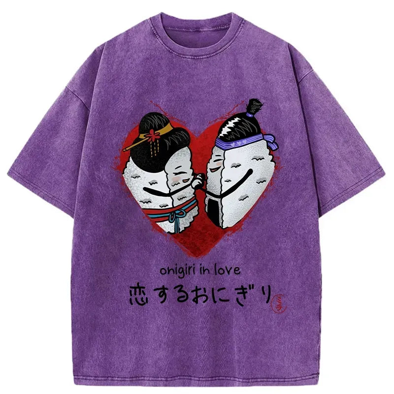 Kyoto-Lion Onigiri In Love Washed T-Shirt