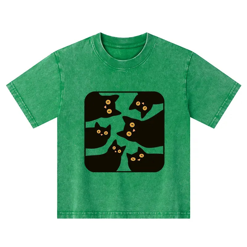 Kyoto Lion Cat Kids Washed T-Shirt
