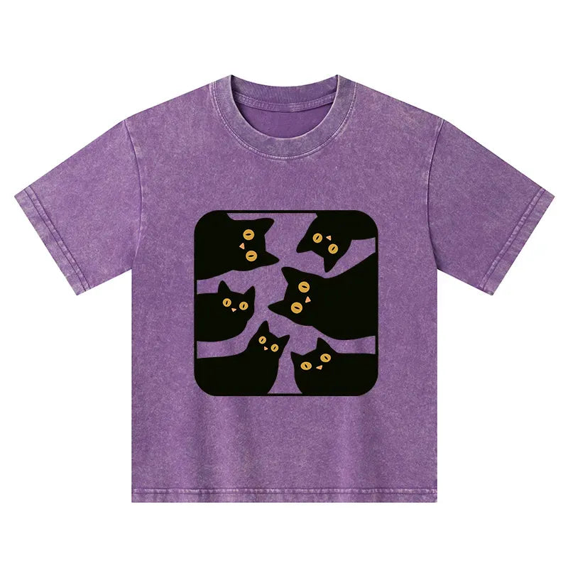 Kyoto Lion Cat Kids Washed T-Shirt