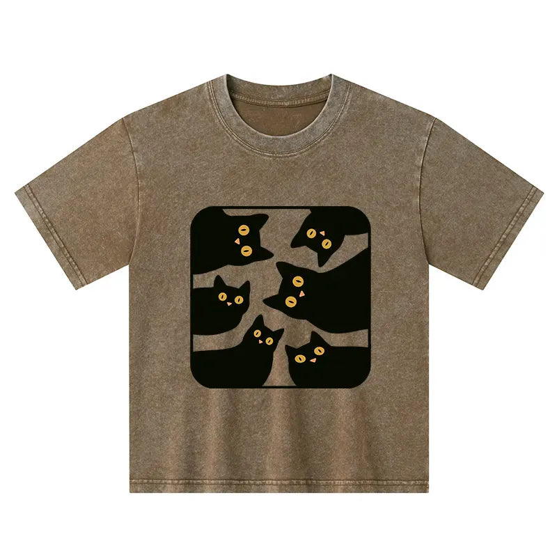 Kyoto-Lion Cats Are Watching You Kids Washed T-Shirt