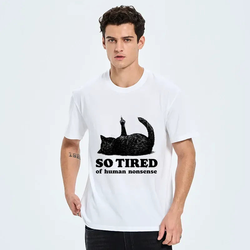 Kyoto-Lion Funny Meme Tired Black Cat Vibe Classic T-Shirt