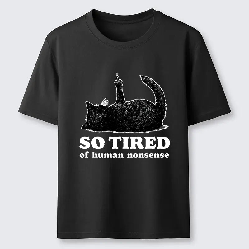 Kyoto-Lion Funny Meme Tired Black Cat Vibe Classic T-Shirt