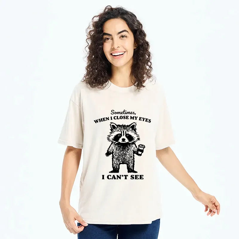 Kyoto-Lion When Eyes Are Closed Washed T-Shirt