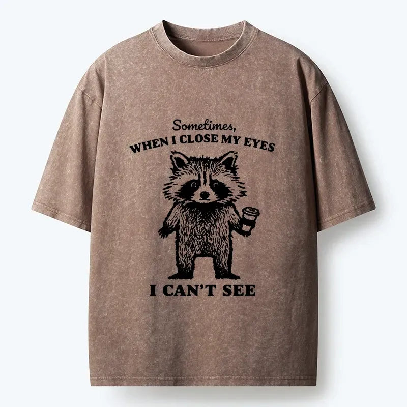 Kyoto-Lion When Eyes Are Closed Washed T-Shirt