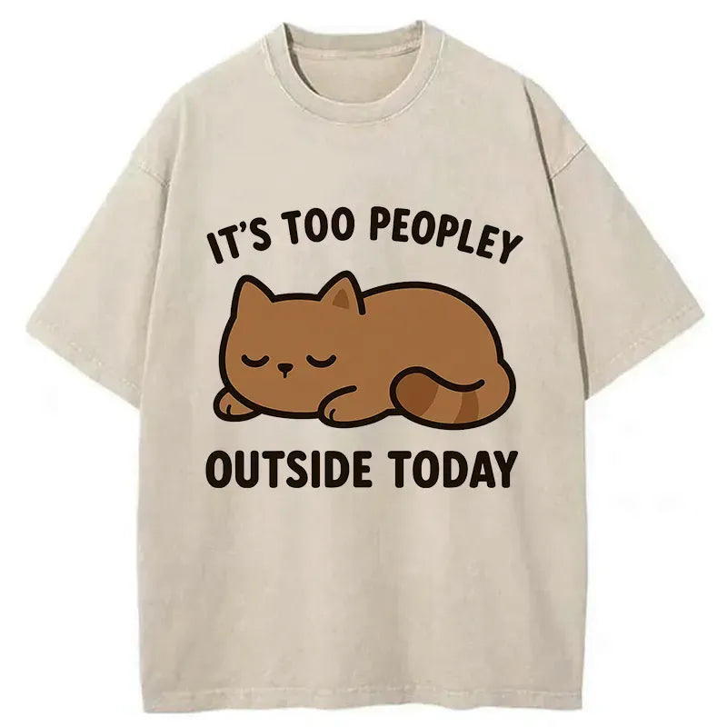 Kyoto-Lion Kawaii Resting Cat Washed T-Shirt