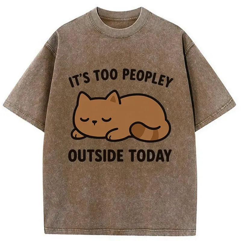 Washed Cotton Cat T-Shirt for Daily Wear
