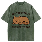 Kyoto-Lion Kawaii Resting Cat Washed T-Shirt