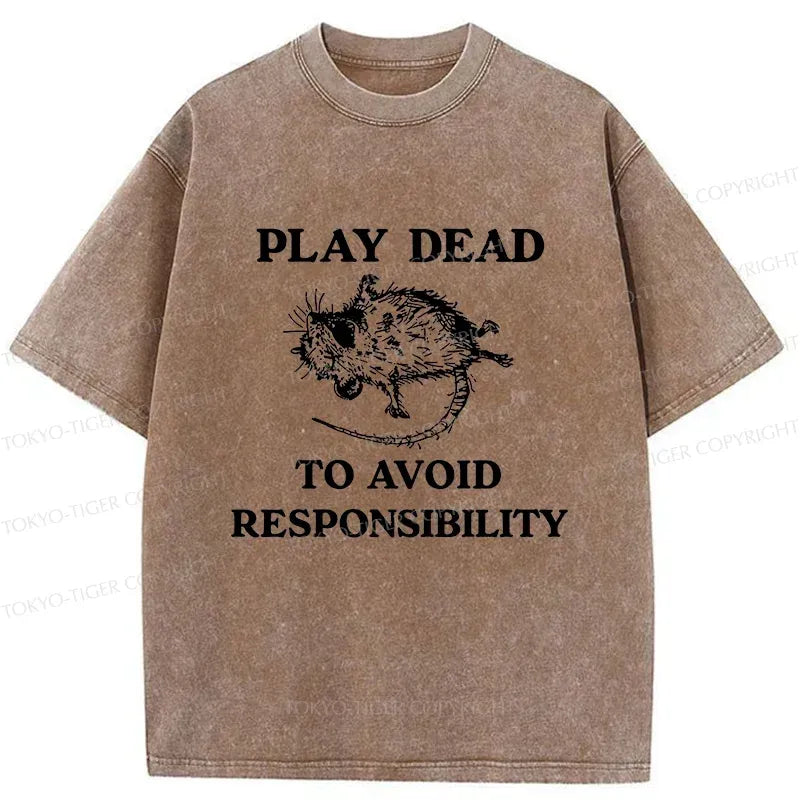 Kyoto-Lion Possum Playing Dead Meme Washed T-Shirt
