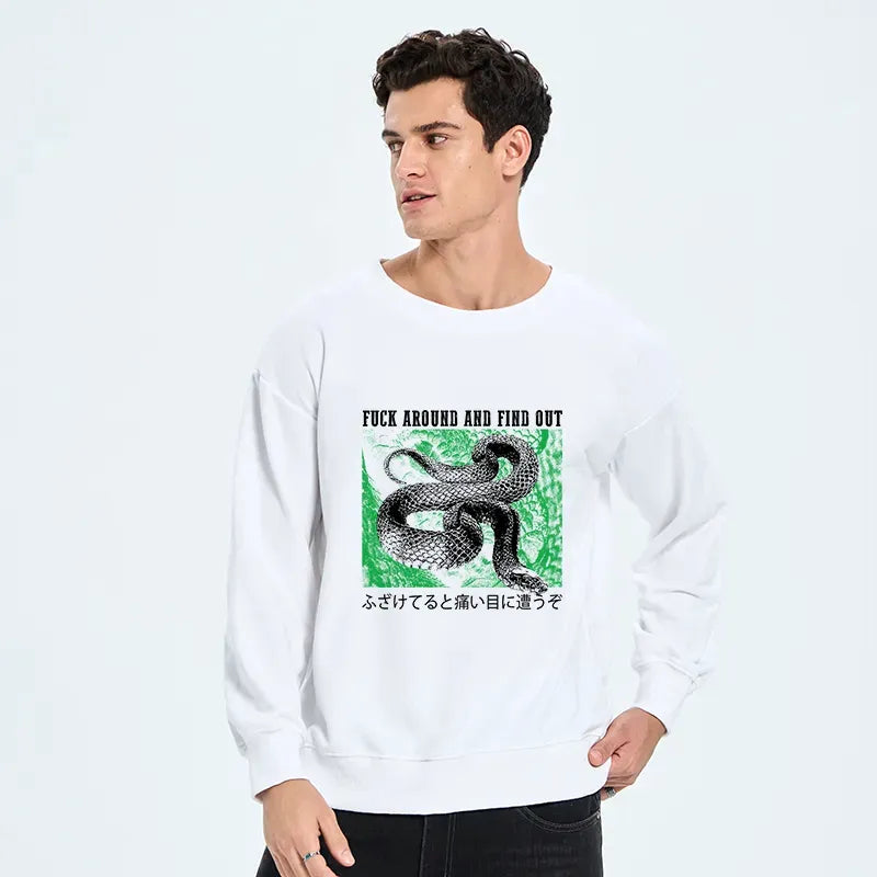 Japanese Snake Sweatshirt for Streetwear