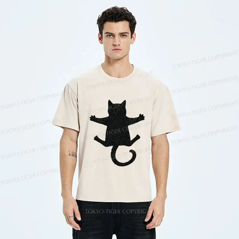 Kyoto-Lion Hold Your Cat Washed T-Shirt