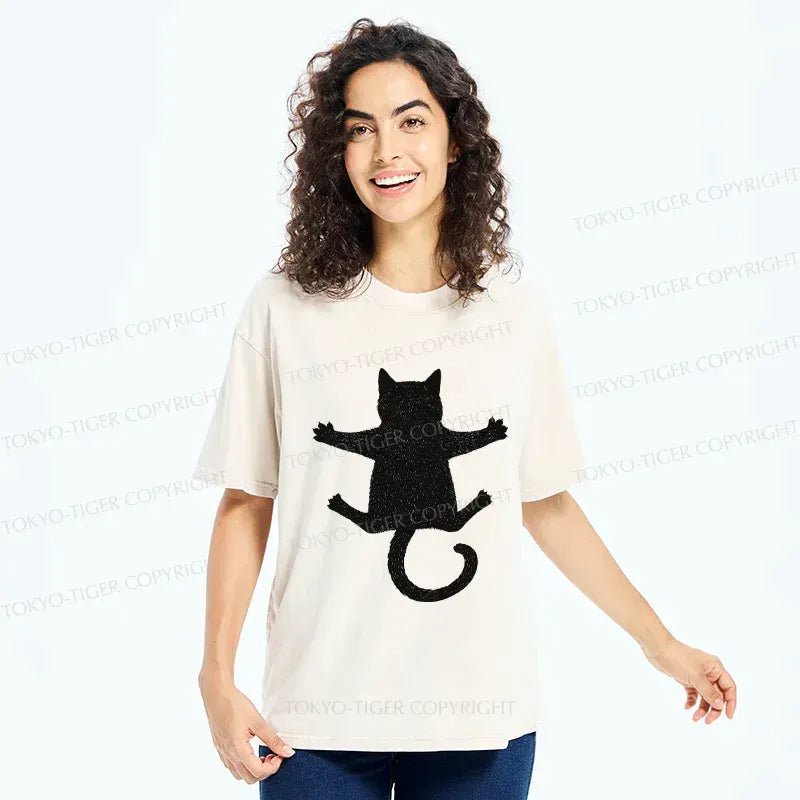 Kyoto-Lion Hold Your Cat Washed T-Shirt
