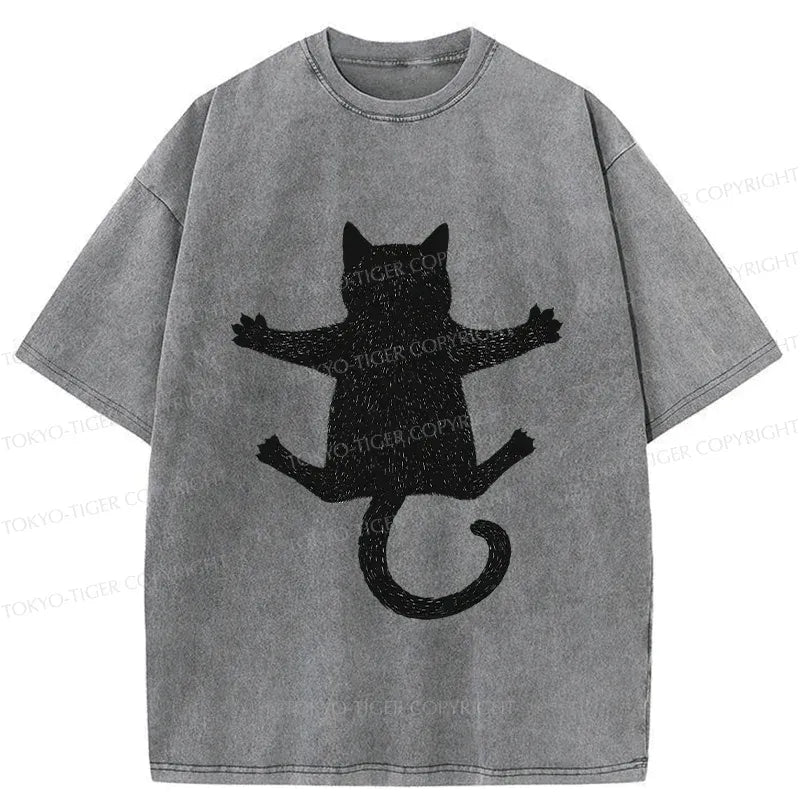 Washed Vintage Cat Tee for Daily Wear
