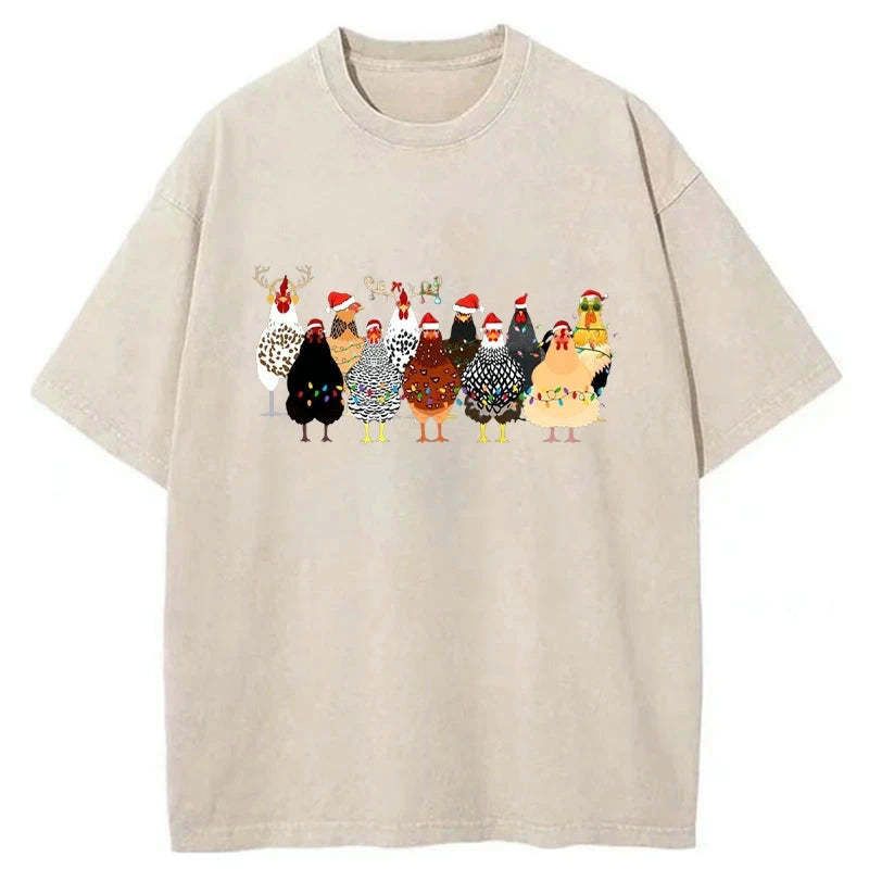 Kyoto-Lion Washed Christmas Chicken T-Shirt
