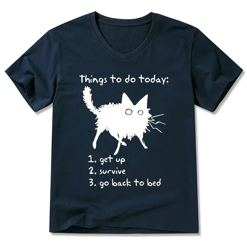Japanese vintage cat v-neck on sale