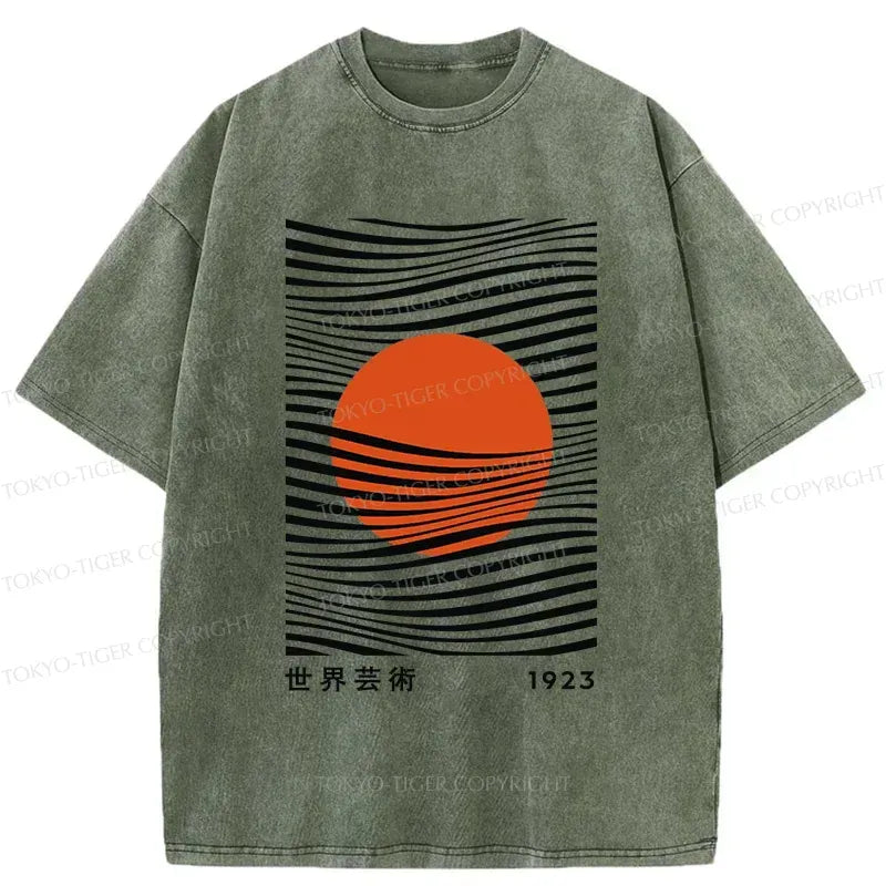 Kyoto-Lion Minimalist Art Sun Washed T-Shirt